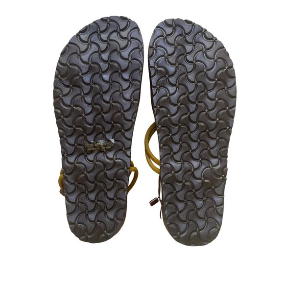 San Ou Womens Brown & Yellow Leather Open-Toe Slingback Sandals Size EU38/US7 - Picture 9 of 9